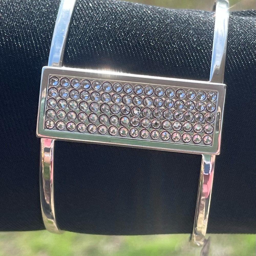 Brighton Silver Cuff Bracelet with Crystal Detailing